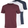 Pier One 3 Pack - T-Shirts - Mottled Bordeaux/White/Blue