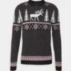 Pier One Wintery Christmas Jumper- Strikkegenser - Black