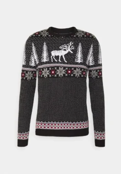 Pier One Wintery Christmas Jumper- Strikkegenser - Black