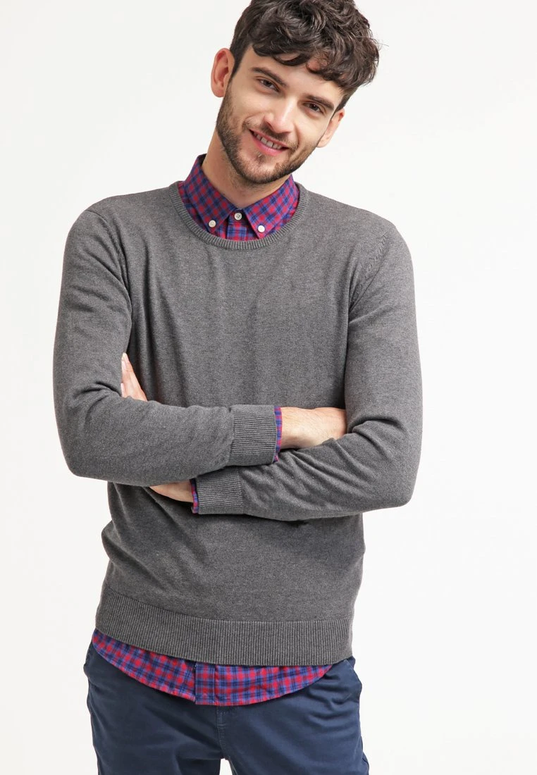 Pier One Basic Crewneck - Strikkegenser - Dark Grey Melange 1 Pier One Basic Crewneck - Strikkegenser - Dark Grey Melange