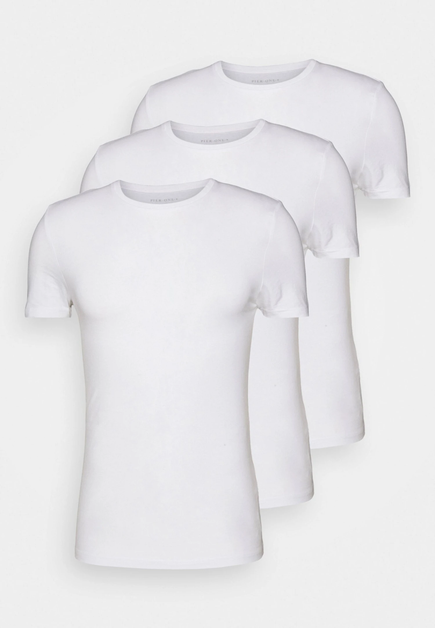 Pier One 3 Pack Muscle Fit- T-Shirts - White 4 Pier One 3 Pack Muscle Fit- T-Shirts - White - Bilde 4