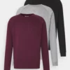 Pier One 3 Pack - Sweatshirt - Bordeaux/Black/Grey