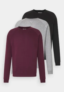 Pier One 3 Pack - Sweatshirt - Bordeaux/Black/Grey