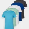 Pier One 5 Pack - T-Shirts - Blue/Dark Blue/Light Green