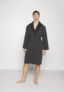 Pier One Shawl Towel Bathrobe - Badekåpe - Dark Grey