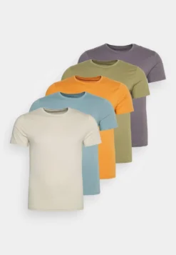 Pier One 5 Pack - T-Shirts - Orange/Dark Blue/Green
