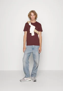 Pier One 5 Pack - T-Shirts - Bordeaux/Light Grey/Brown