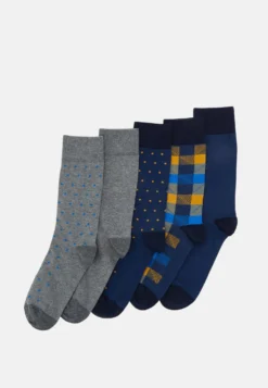 Pier One 5 Pack - Sokker - Yellow/Dark Blue/Grey