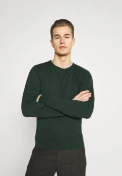 Pier One Basic Crewneck - Strikkegenser - Mottled Dark Green