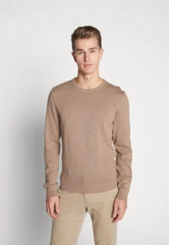 Pier One Basic Crewneck - Strikkegenser - Mottled Beige
