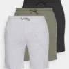 Pier One 3 Pack - Pyjamasbukse - Black/Mottled Grey/Khaki