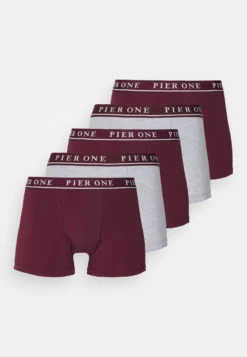 Pier One 5 Pack - Underbukse - Bordeaux/Mottled Grey