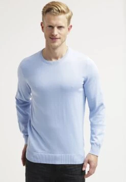 Pier One Basic Crewneck - Strikkegenser - Light Blue