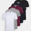 Pier One 5 Pack - Poloskjorter - Black/White/Bordeaux/Navy/Gray Marl