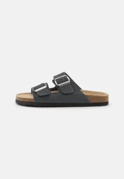 Pier One Leather Unisex - Tøfler - Dark Grey