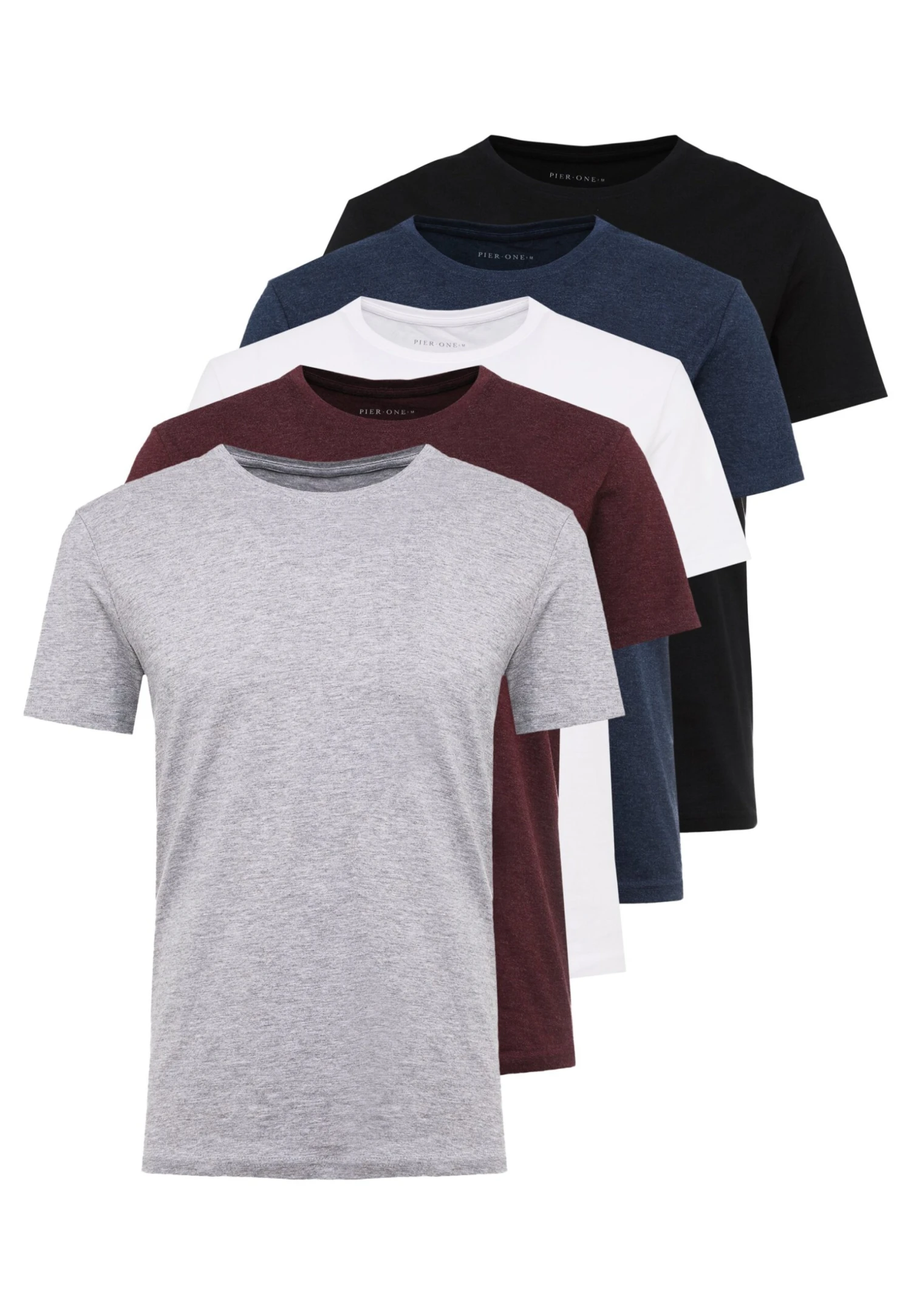 Pier One 5 Pack - T-Shirts - Mottled Bordeaux/White 6 Pier One 5 Pack - T-Shirts - Mottled Bordeaux/White - Bilde 6